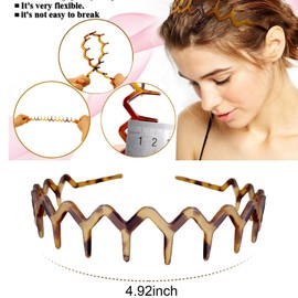 Vrose Flosi Fashion Wide Zig Zag Headbands for Women and Men - Plastic Wavy Hair Band with Teeth Comb - Classic 90s Hair Accessories for Face Washing Skin Care Makeup Everyday Use