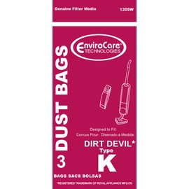 EnviroCare Replacement Vacuum Cleaner Dust Bags Compatible for Royal Dirt Devil Type K Broom Vacs 3 Pack
