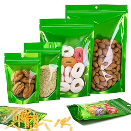 SixWeKit Green Smell Proof Mylar Bags 100 Pack, Stand Up Pouches 3.9x5.9