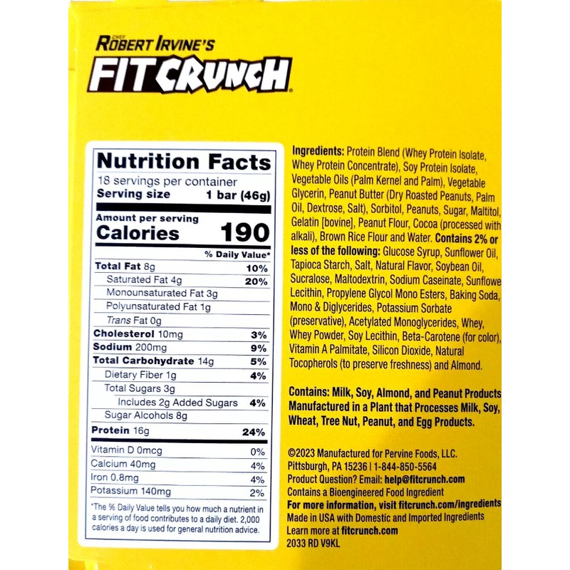 Chef Robert Irvine鈥檚 Fit Crunch High Protein Baked Bars 18/pack