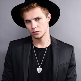 U7 Faith Cross Necklace Stainless Steel Chain with Bible Verse Ephesians 6:16-17 Shield Pendant Necklaces for Men Women