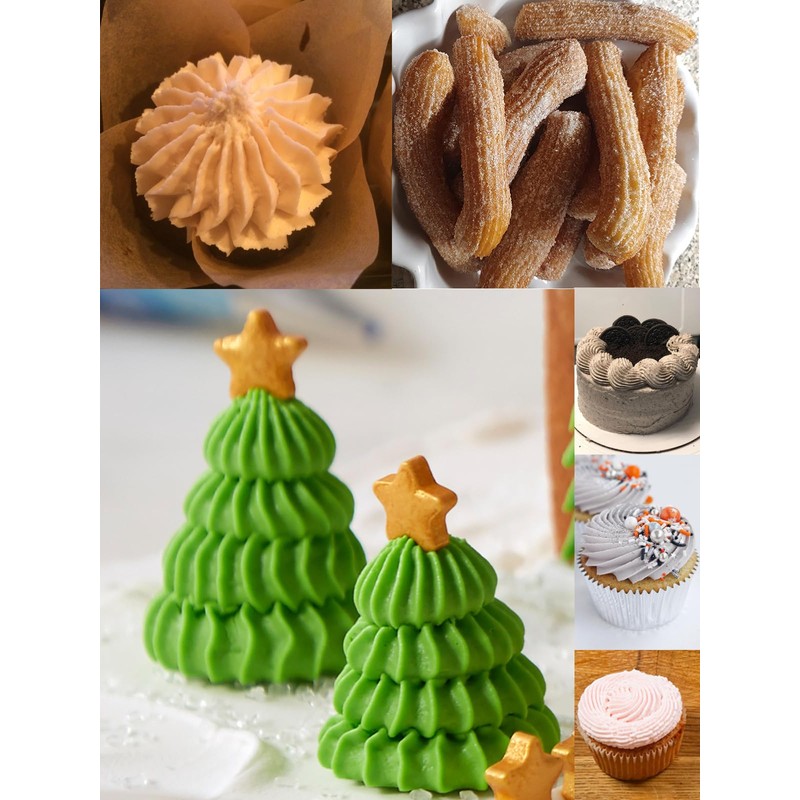 French Star Piping Nozzles for Eclairs,Churros,Shells,Flowers,& Scalloped Designs,3 Sizes