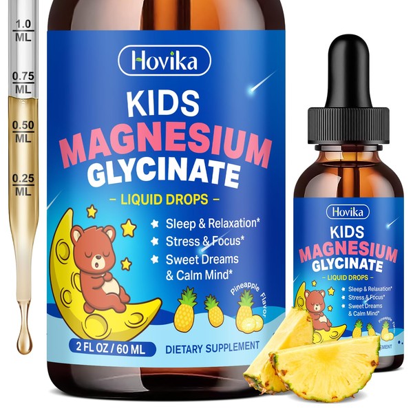 Kids Magnesium Glycinate Liquid with L-Theanine Omega-3, Vitamin B6, D3,