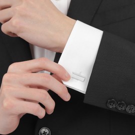 シンプル クラシック シルバー カフス カフスボタン ラウンド スクエア バー オーバル アーチ (バー)