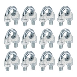 sourcing map 12 Pcs M10 Steel Wire Rope Clip Clamps, 3/8" Wire Rope U-Bolt Cable Clamps Saddle Fastener FOR Wire Rope Rigging Tent Rope Guardrail System