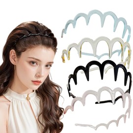 4PCS High Cranium Headbands for Women's Hair, 2025 New U Shape Fashion Tooth Hair Comb Headband, Reversible Korean Headbands with Teeth for Women, Gifts for Teen Girls