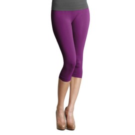NIKIBIKI Women Seamless 3/4 Crop Capri Leggings, Made in U.S.A, One Size (Purple)