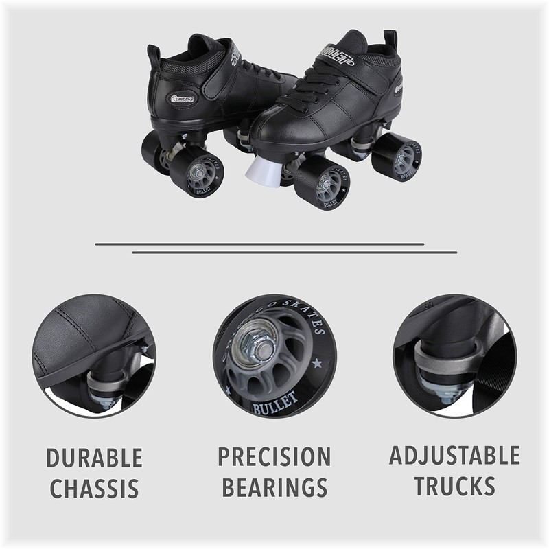 Chicago Skates Bullet Speed Quad Roller Skates – Durable, Top