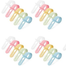 MiniMood Hanger Stoppers Set of 20, Windproof Clothespins, Adjustable Securing Hooks, Indoor and Outdoor Use, (White, Pink, Yellow, Green, Blue)