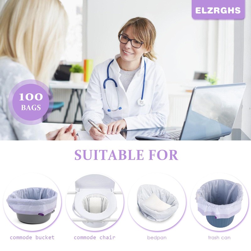Elzrghs Commode Liners for Bedside Commode, Portable Toilet, Bed Pan,