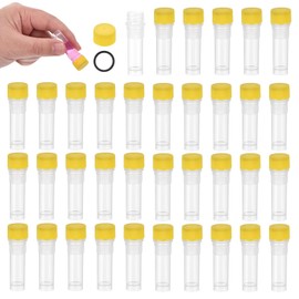 PATIKIL 1mL Plastic Test Tubes 36pcs Freezing Test Tubes Graduate Vial Container Storage Screw Cap for Lab Science Yellow Clear