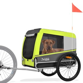 Tiggo Veelar Sports Large Pet Bike Trailer for Medium or Large Sized Dog or Multiple Small Dogs, Foldding Frame Bicycle Carrier Up to 78 LBS Parking Brakes,Low Center of Gravity (Large, Green)