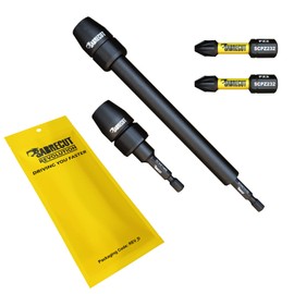 4 Piece SabreCut SCRK2 65mm and 152mm Professional Impact Bit Holders with 2 x 32mm Magnetic PZ2 Screwdriver Impact Bits Compatible with Dewalt, Milwaukee, Makita, Bosch and Others