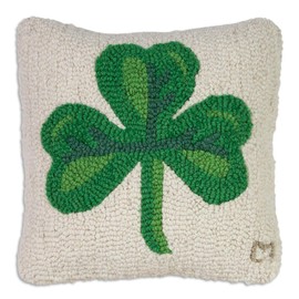 Chandler 4 Corners Artist-Designed Shamrock Hand-Hooked Wool Decorative Throw Pillow (14 in x 14 in) St Patrick's Pillow for Couches & Beds - Easy Care & Low Maintenance St Patty's Day Clover Pillow