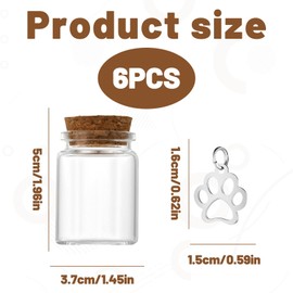 Qianeffort Pet Hair Memorial Bottle,3PCS Pet Hair Keepsake Bottleand 3PCS Dog Paw Decoration,Dog Memorial,Pet Memorial to Preserving Precious Memories,Pet Fur Hair Keepsake Bottle(3.7cm x 5cm)