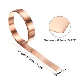 HARFINGTON 2pcs Copper Sheet Roll 0.3mm Thick Copper Flashing 99.95% Pure Copper Strip Waterproof Metal Foil Plate for Building Electronics DIY (0.4" Width x 3.28ft)