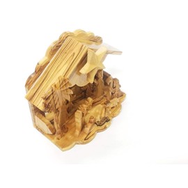 Bethlehem Gifts TM Musical Silent Night Olive Wood Miniature Nativity Set with Stable by Lion of Judah Market