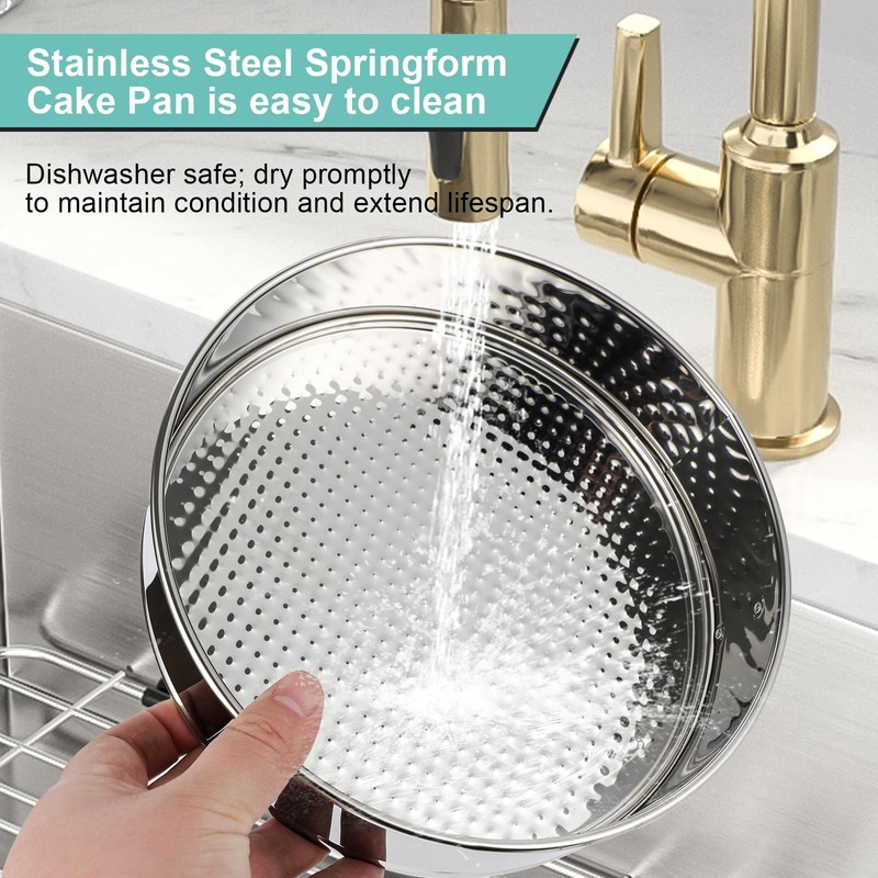 Spmarkt 10-inch Stainless Steel Springform Pan with Silicone Protector, Removable