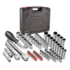Powerbuilt 642452 80 Piece 1/4-inch and 3/8-inch Drive Mechanics Tool Set - with SAE and Metric Socket Set, 72 Tooth Seal-Head Ratchet, Automotive Tool Kit, including Case