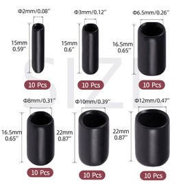 Aleric Rubber End Caps - 60pcs Flexible Screw Thread Protector Covers Rubber Bolt Covers Caps for Metal Tube Rod in 6 Sizes 2mm,3mm,6.5mm,8mm,10mm,12mm