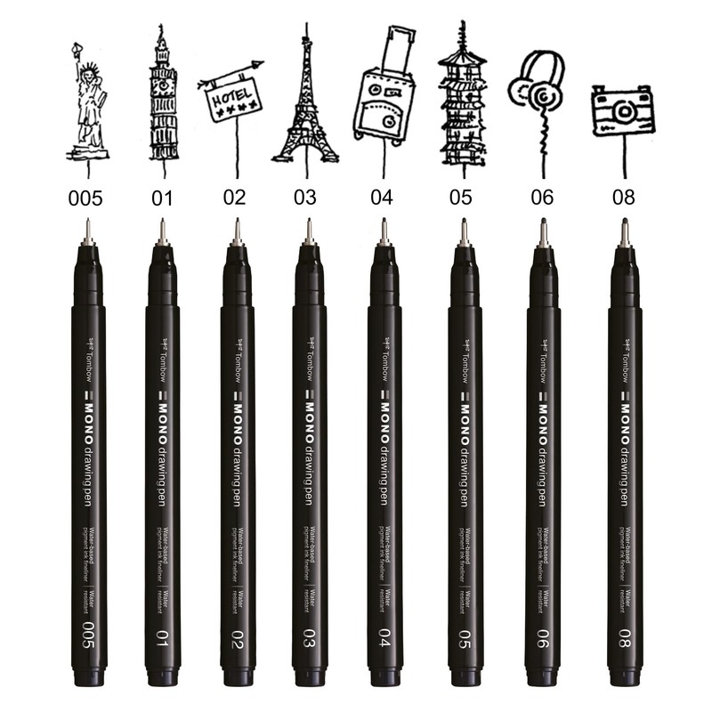 Tombow Fineliner MONO drawing pen, line width 01 (approx. 0.25