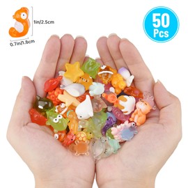 NiToy 50PCS Mini Glow in Dark Resin Animals, Assorted Sea and Land Figurines for Fairy Garden, Aquarium, Terrarium, Potted Plants, DIY Crafts, Scavenger Hunts, Outdoor Indoor Decorations, Sensory Play