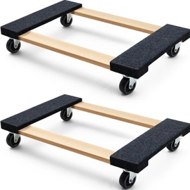 SIMPLI-MAGIC 79545 30 in. x 18 in. Hardwood Furniture Moving Wooden Dolly Swivel Casters Mover Dollies 1,320 lbs. Capacity, Two Pack