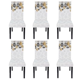FELENIW Christmas Lights Pattern Stretch Chair Covers Set of 6 for Dining Room Fabric Fit Stretch Chair Slipcover Protector Stretch Chair Covers for Party Pet Protection (6PC, 6)