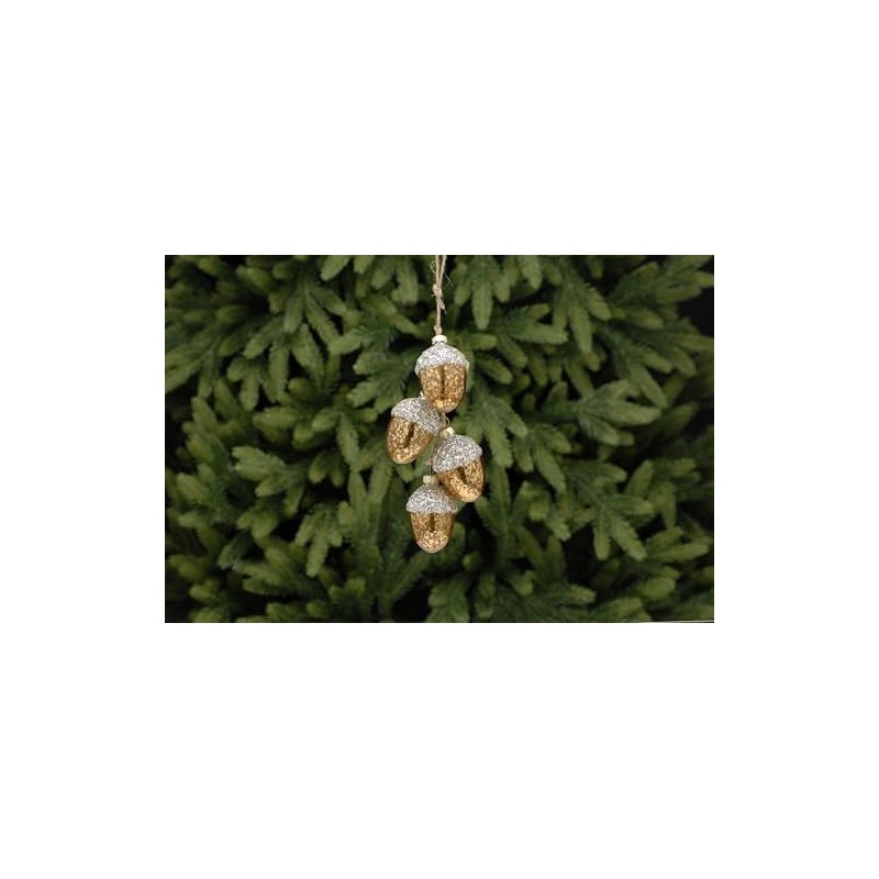 4 x Hanging Copper Glass Acorn Christmas Decoration Autumnal Displays