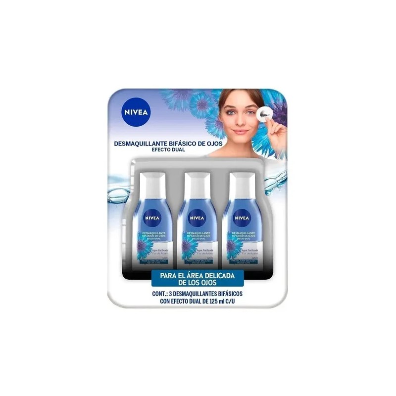 Nivea Desmaquillante Bifásico Rostro 3 Pzas De 125 Ml C/u