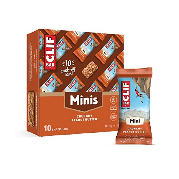 CLIF BAR Minis - Snack Bar - Crunchy Peanut Butter - Plant Based Protein - 10 x 28 g