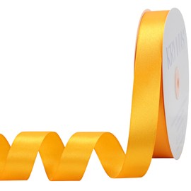 Yellow Satin Ribbon 1 inch X Continuous 100 Yards, Single Face Polyester Ribbon Perfect for Gift Wrapping, Flower Bouquet, Wedding Decor, Crafts, Bow Making, Sewing and More