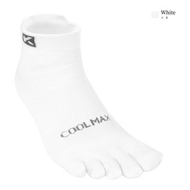 KWUKOTY 4 Pairs COOLMAX CORE Toe Running Ankle Socks - Men's 7-10, Women's 8-11