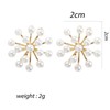 Yienate Boho Pearl Cluster Stud Earrings Unique French Fireworks Pearl