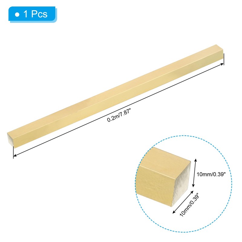 PATIKIL 3/8 x 3/8 x 8" C360 Brass Square Bar,