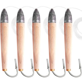 5pcs Fish WOW! 6" Fishing Cedar Plugs Rigged Tuna Mahi Trolling Wood Lure