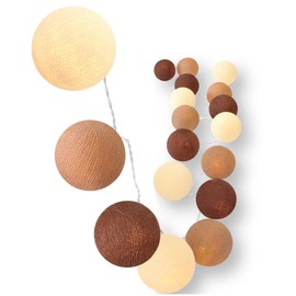 CREATIVECOTTON LED Lichterkette mit Cotton Balls inkl. Timer und Dimmer (20 Kugeln, Cappuccino)