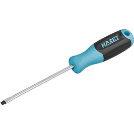 HAZET Screwdriver 811-55, slotted profile SW 1 x 5.5 mm, standard length 230 mm, round blade, non-slip 3-component handle for high power transmission