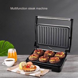 Panini Press, Stainless Steel Nonstick Double Sided Heating Sandwich Maker Panini Press Grill Opens 180 Degrees for Any Sandwich Thickness, Electric Indoor Grill for Hamburgers, Steaks, Panini