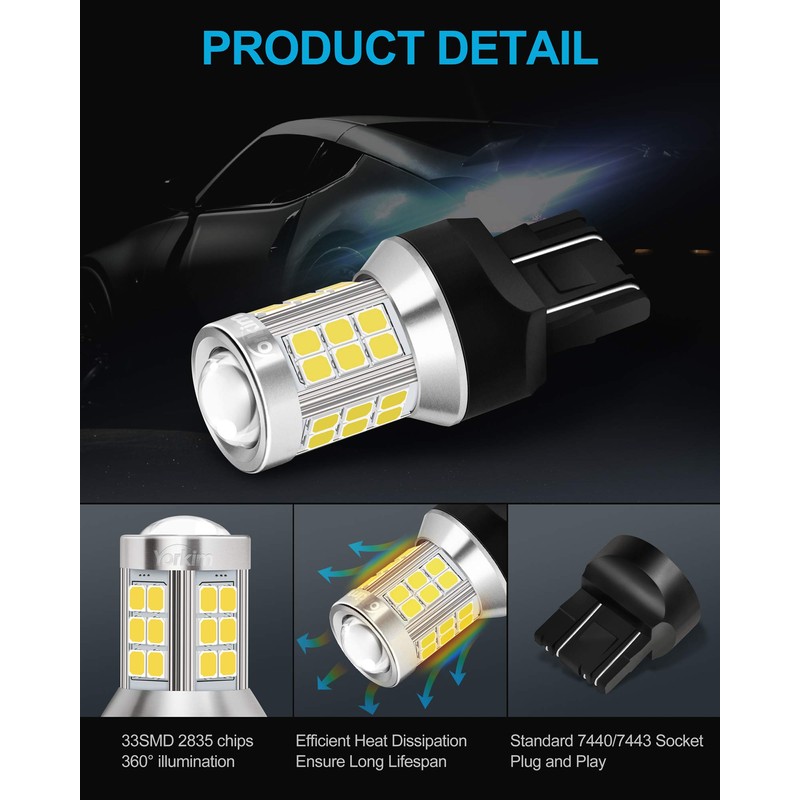 Yorkim 7443 led bulb, super bright 7440 led bulb T20