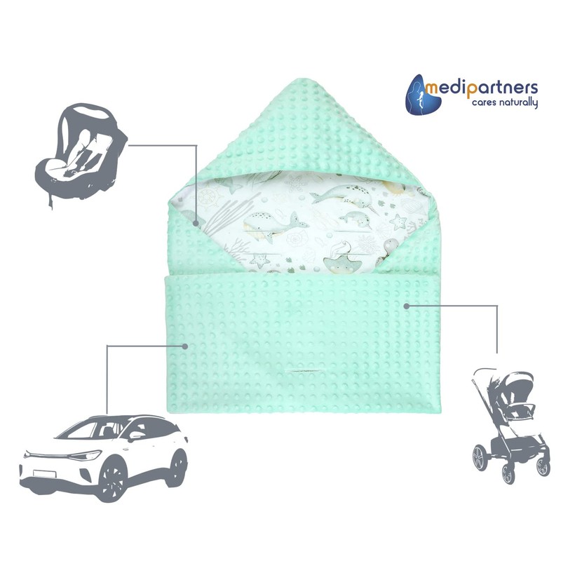 Medi Partners Swaddling Blanket 100% Cotton 85x85cm Double-Sided Multifunctional Plush