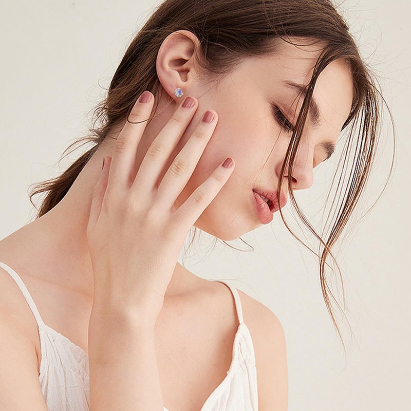 Cuoka Moon Opal Earrings for Women 925 Sterling Silve Moon