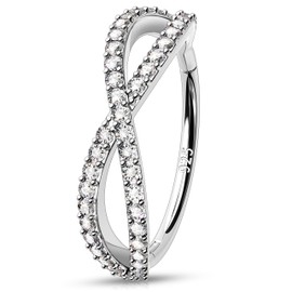 Melighting Septum Clicker Conch Earring Nose Ring 925 Sterling Silver Cartilage Earring Helix Piercing Hoop CZ Double Hoops 10mm