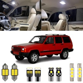 Xpismii 14 Piece 6000K White Cherokee Interior LED Light Kit Package Replacement for Jeep Cherokee XJ 1997 1998 1999 2000 2001, with Placement Diagram and Install Tool