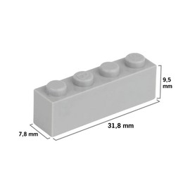 CMC imports 30 Clamping Blocks, Building Blocks, Basic Building Blocks, 1 x 4 Nubs, Compatible Bricks, 34 Different Colours (411 - Light - Grey)
