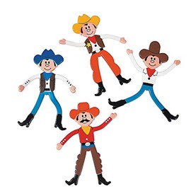 Fun Express Cowboy Bendable Toys (Bulk Set of 24) Western Party Favors and Giveaways