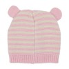 Little Me Cute Pink Striped Bear Newborn/Infant Beanie and Mittens