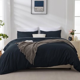 LINENLINE Duvet Cover King Size, Rayon Derived from Bamboo, Cooling & Soft King Duvet Cover Set, 1 Zipper Closure Duvet Cover 104"x90" & 2 Pillow Shams, Comforter Not Included, Black