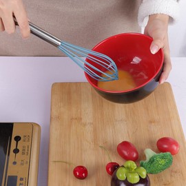 sourcing map Egg Whisk Stainless Steel Whisk Mixer Kitchen Utensil for Blending, Whisking, Beating and Stirring Blue
