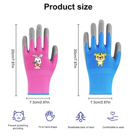 2 Pairs of Garden Gloves, Children's Work Gloves, Security Gloves, Latex Protective Gloves with Palm Coating, for DIY, Daily Housework, Painting, Outdoor Activities